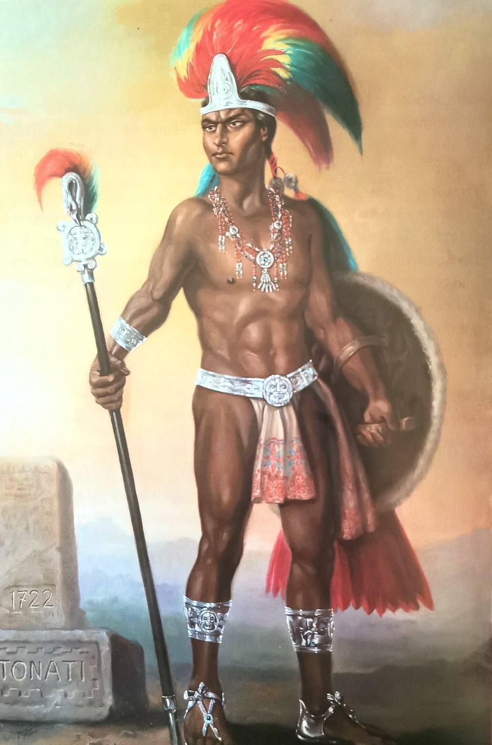 El Tonati Guestlacatl, sacerdote del Sol. Óleo de Francisco Godínez Álvarez. Colección de Pedro López González El Tonati Guestlacatl, sacerdote del Sol. Óleo de Francisco Godínez Álvarez. Colección de Pedro López González